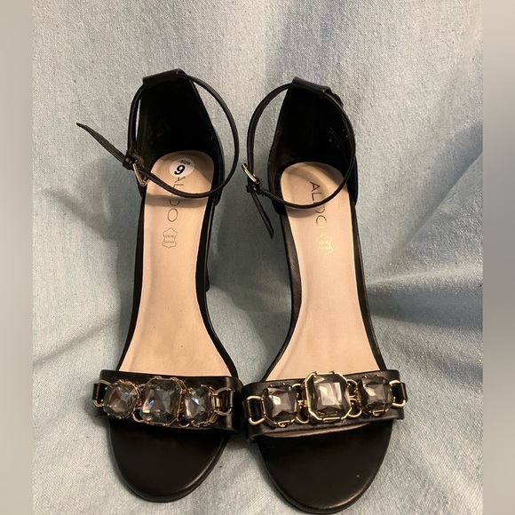 Aldo Shoes - Aldo Black Heels Pumps Leather with Jewels Size 9